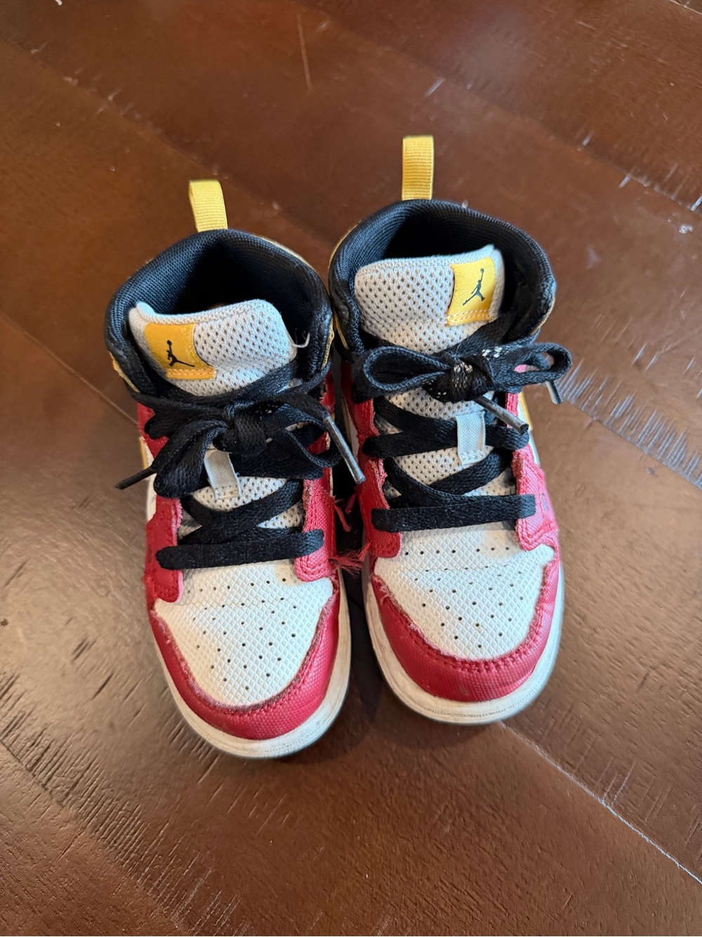 Nike Air Jordan 1 Mid Alt Kids Sneakers Red Yellow White Black